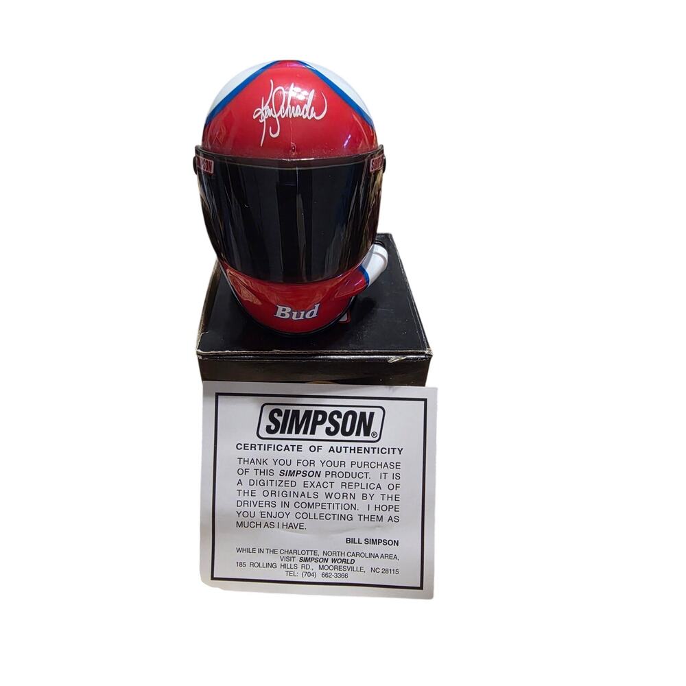 Ken Schrader Mini Helmet Simpson Bud King of Beers Box Nascar Red White